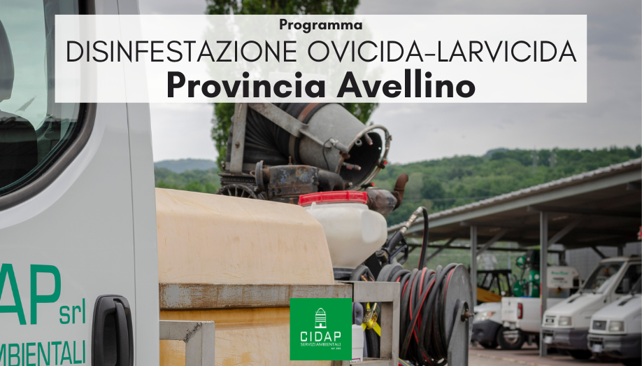 Provincia Avellino, programma di disinfestazione ovidica-larvicida luglio 2023