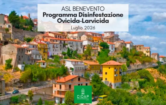 Provincia Benevento, programma di disinfestazione ovidica-larvicida luglio 2026