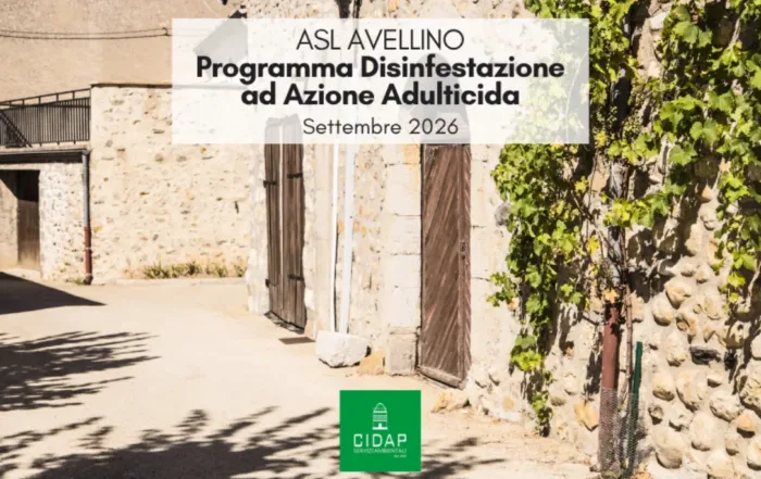 Provincia Avellino, programma di disinfestazione ad azione adulticida settembre 2026