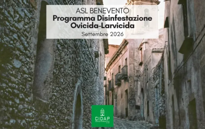 Provincia Benevento, programma di disinfestazione ovidica-larvicida settembre 2026