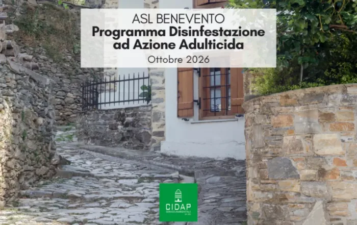 Provincia Benevento, programma di disinfestazione ad azione adulticida settembre 2026